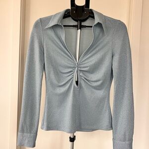 Zara Silver Ruched Blouse